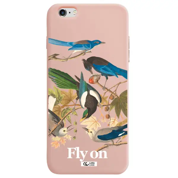 a group of birds on a branch Apple iPhone 6 s plus Silicone pastel pink Case