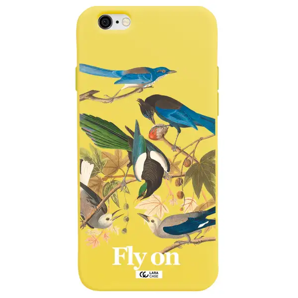 a group of birds on a branch Apple iPhone 6 Silicone canary yellow Case