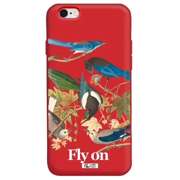 a group of birds on a branch Apple iPhone 6 Silicone Imperial Red Case