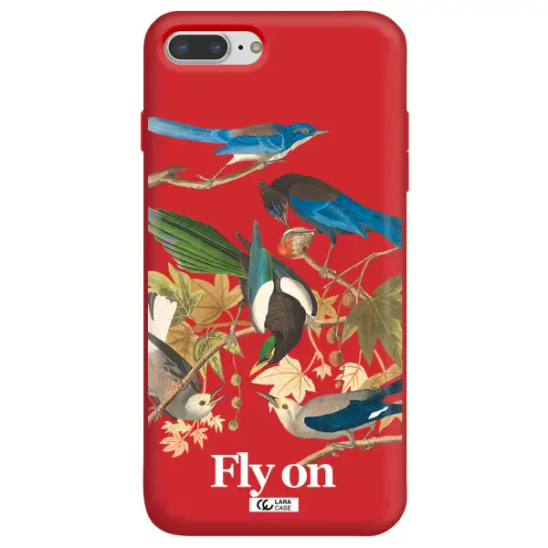 a group of birds on a branch Apple iPhone 7 plus Silicone Imperial Red Case