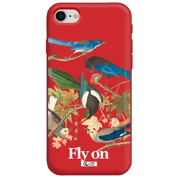 a group of birds on a branch Apple iPhone se 2020 Silicone Imperial Red Case