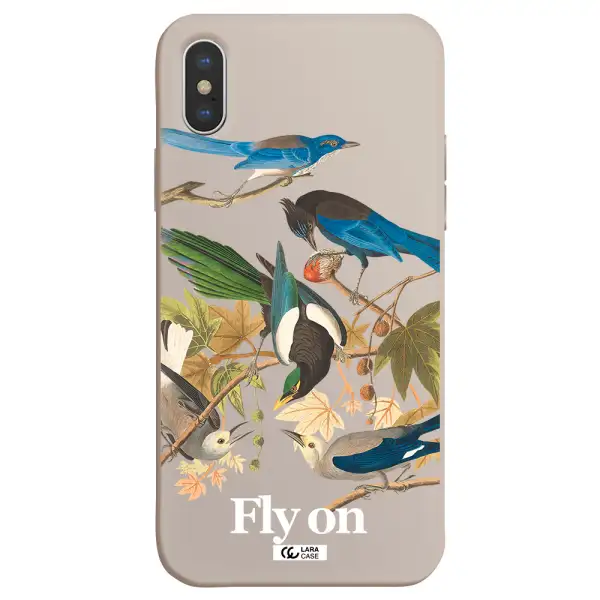 a group of birds on a branch Apple iPhone X Silicone Stone Case