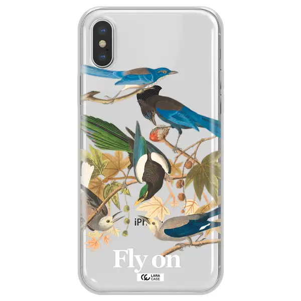 a group of birds on a branch Apple iPhone XS Clear TPU Case