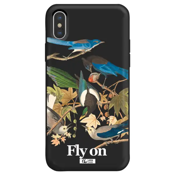 a group of birds on a branch Apple iPhone XS Silicone black Case