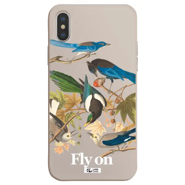 a group of birds on a branch Apple iPhone XS Silicone Stone Case