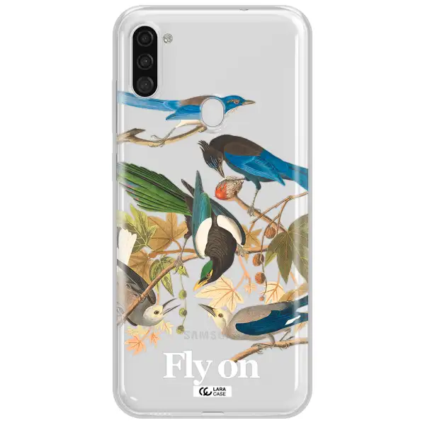 a group of birds on a branch Samsung A11 Clear TPU Case