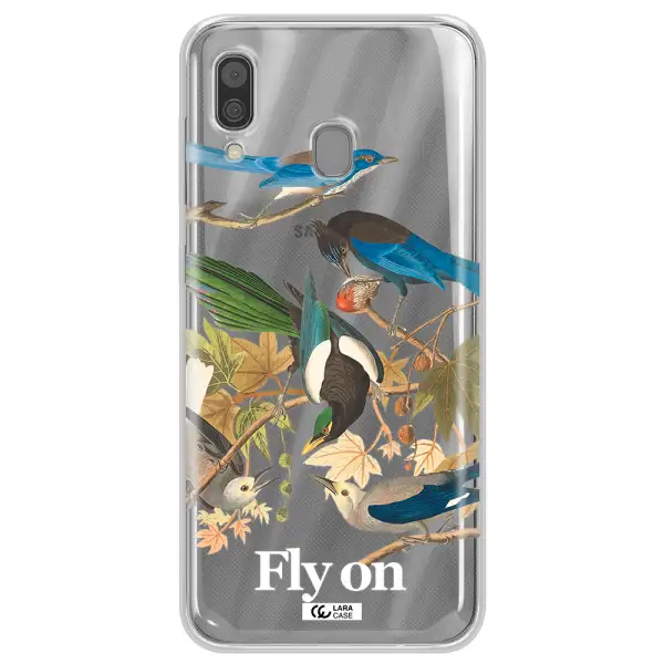 a group of birds on a branch Samsung A30 Clear TPU Case