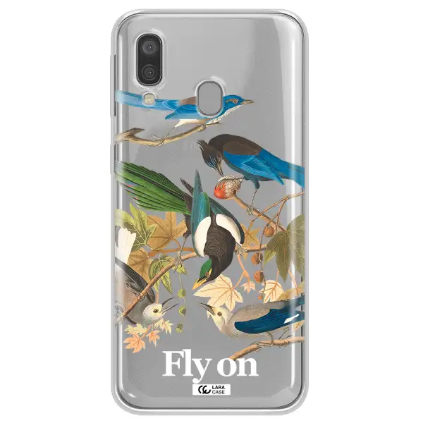 a group of birds on a branch Samsung A40 Clear TPU Case