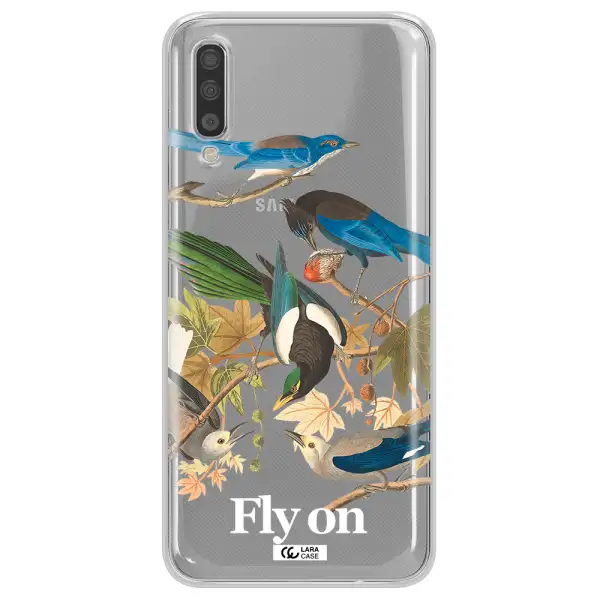 a group of birds on a branch Samsung A70 Clear TPU Case
