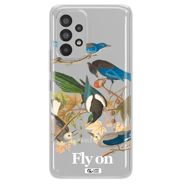 a group of birds on a branch Samsung A73 Clear TPU Case