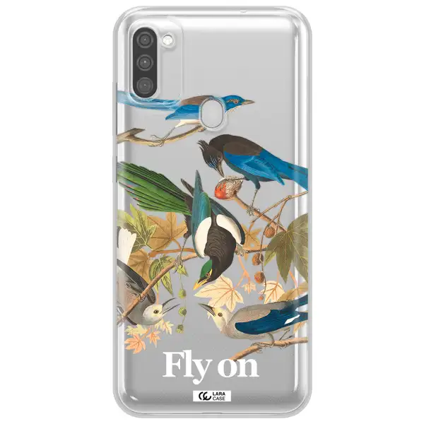 a group of birds on a branch Samsung M11 Clear TPU Case