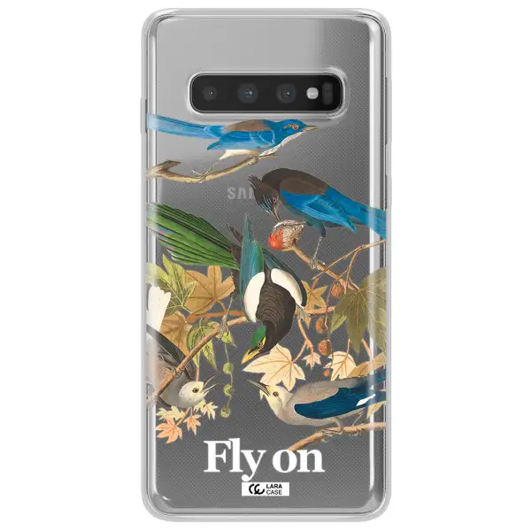 a group of birds on a branch Samsung S10 Plus Clear TPU Case