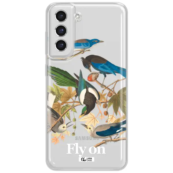 A Group Of Birds On A Branch Samsung S21 Fe Clear Tpu Case