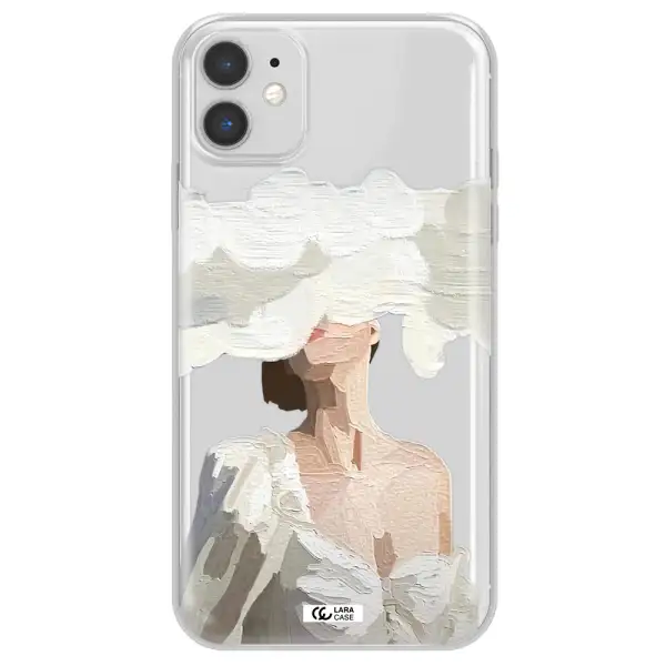 a woman with a cloud covering her face Apple iPhone 11 Clear TPU Case