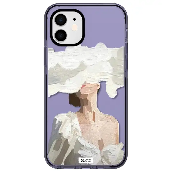 a woman with a cloud covering her face Apple iPhone 11 impact Lilac Case