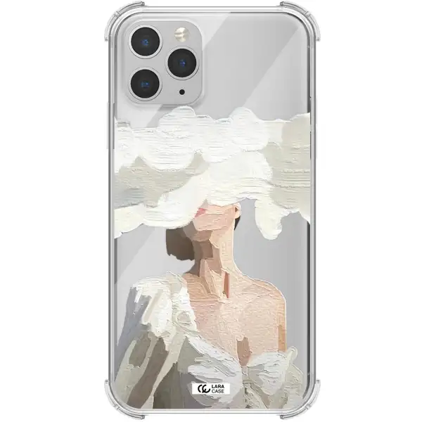 a woman with a cloud covering her face Apple iPhone 11 pro Clear PC Case