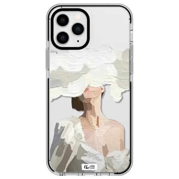 a woman with a cloud covering her face Apple iPhone 11 pro impact black border Case