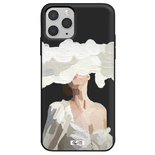 a woman with a cloud covering her face Apple iPhone 11 pro max Silicone black Case