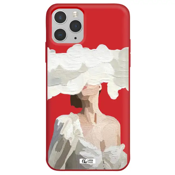 a woman with a cloud covering her face Apple iPhone 11 pro max Silicone Imperial Red Case