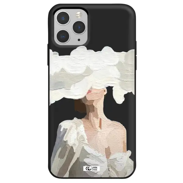 a woman with a cloud covering her face Apple iPhone 11 pro Silicone black Case