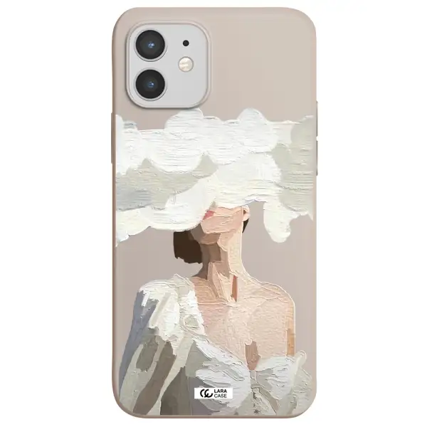 a woman with a cloud covering her face Apple iPhone 12 mini Silicone Stone Case