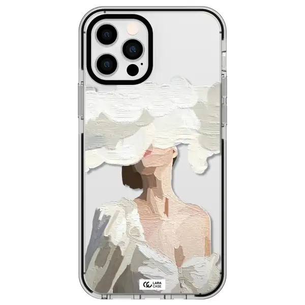 a woman with a cloud covering her face Apple iPhone 12 pro impact black border Case