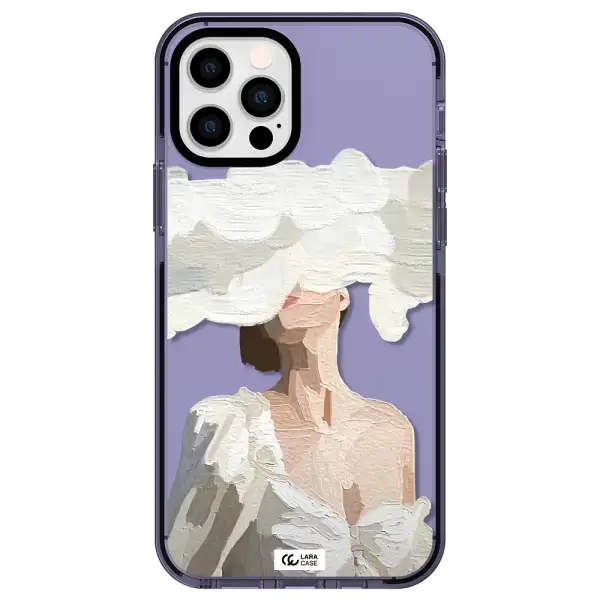 a woman with a cloud covering her face Apple iPhone 12 pro impact Lilac Case