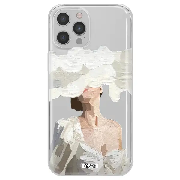 a woman with a cloud covering her face Apple iPhone 12 pro max Clear TPU Case