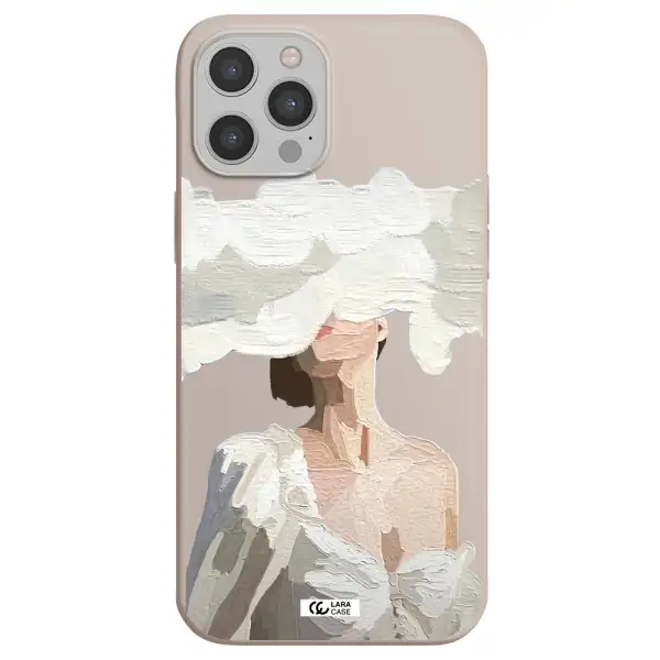 a woman with a cloud covering her face Apple iPhone 12 pro max Silicone Stone Case