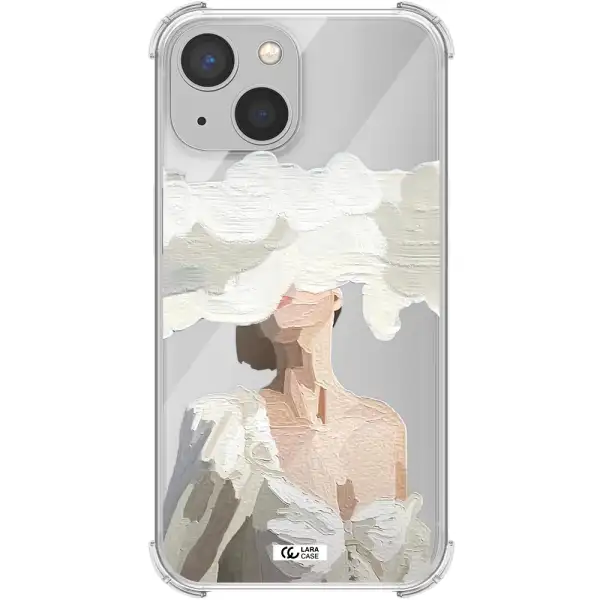 a woman with a cloud covering her face Apple iPhone 13 mini Clear PC Case
