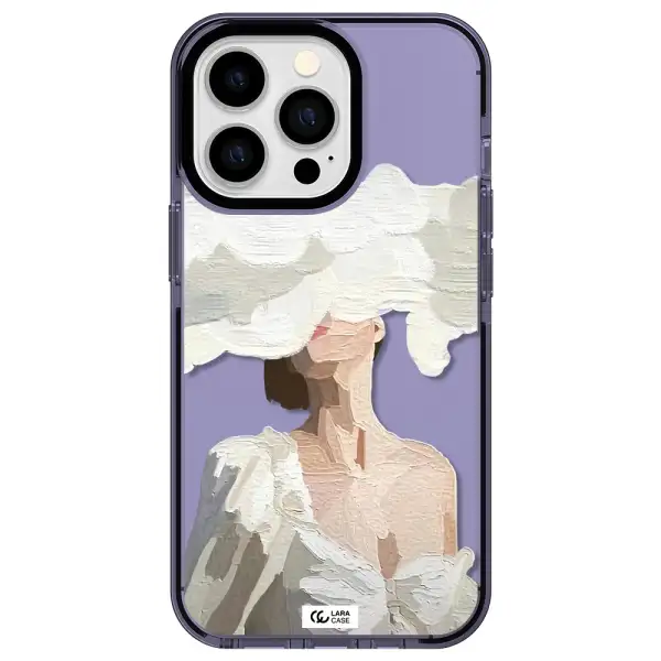 a woman with a cloud covering her face Apple iPhone 13 Pro impact Lilac Case