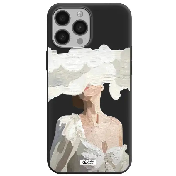 a woman with a cloud covering her face Apple iPhone 13 Pro Max Silicone black Case