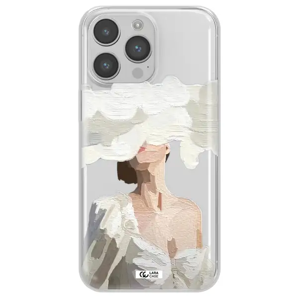 a woman with a cloud covering her face Apple iPhone 14 pro Clear TPU Case