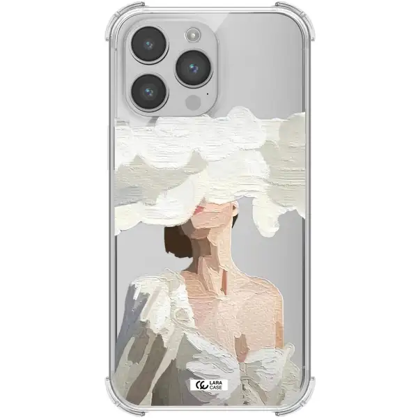 a woman with a cloud covering her face Apple iPhone 14 pro max Clear PC Case