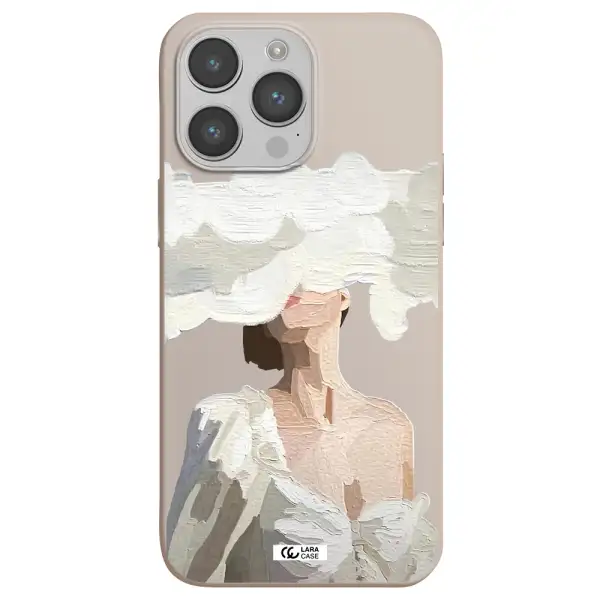 a woman with a cloud covering her face Apple iPhone 14 pro max Silicone Stone Case
