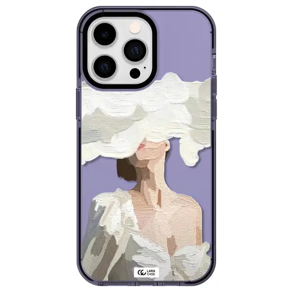 a woman with a cloud covering her face Apple iPhone 15 Pro Max impact Lilac Case