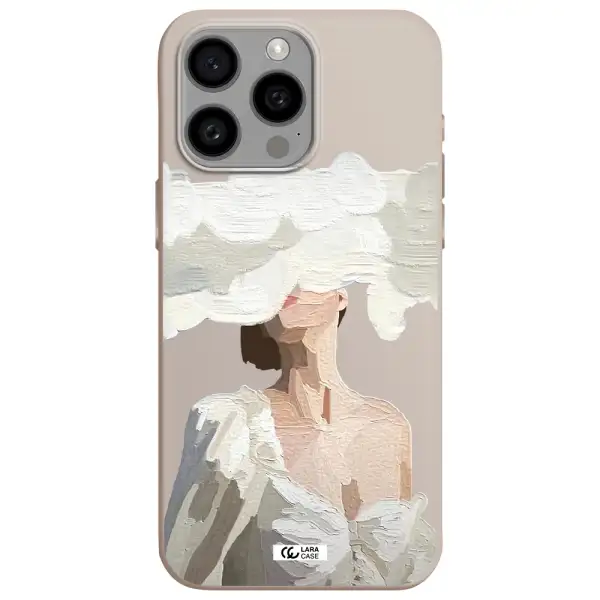 a woman with a cloud covering her face Apple Iphone 15 Pro max Silicone Stone Case