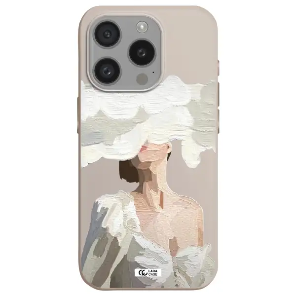 A Woman With A Cloud Covering Her Face Apple Iphone 15 Pro Silicone Stone Case