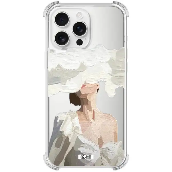 A Woman With A Cloud Covering Her Face Apple Iphone 16 Pro Max Clear Pc Case