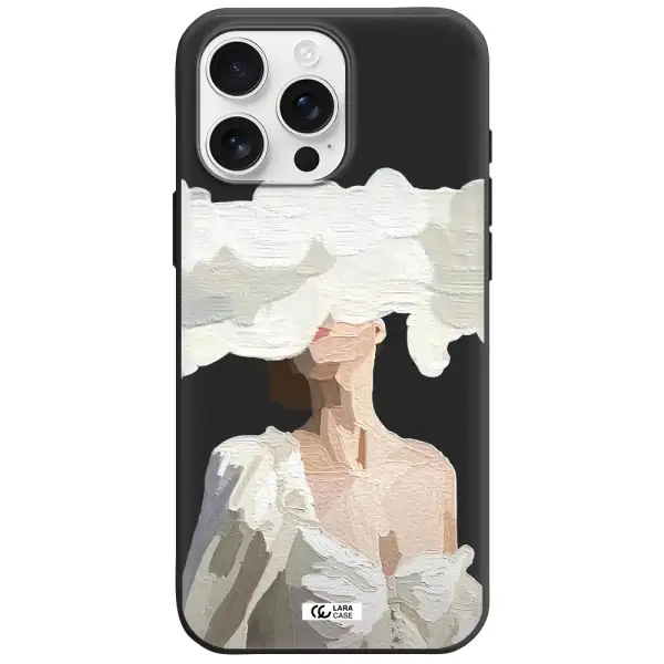 A Woman With A Cloud Covering Her Face Apple Iphone 16 Pro Max Silicone Black Case