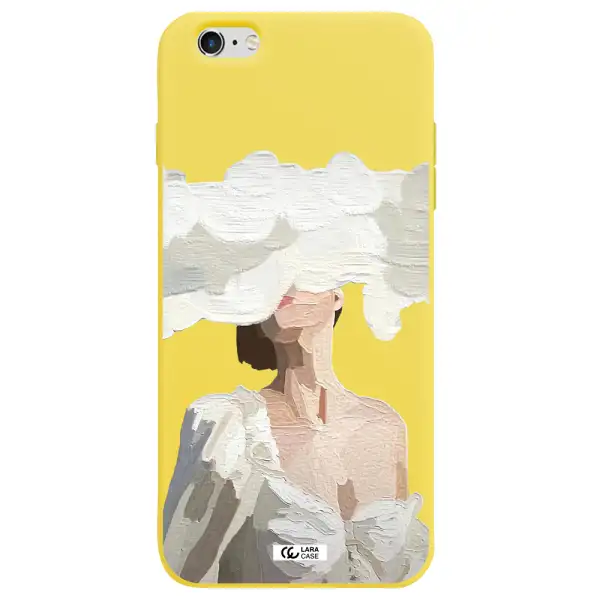 a woman with a cloud covering her face Apple iPhone 6 plus Silicone canary yellow Case