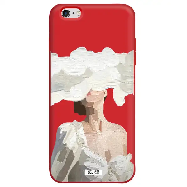 a woman with a cloud covering her face Apple iPhone 6 plus Silicone Imperial Red Case