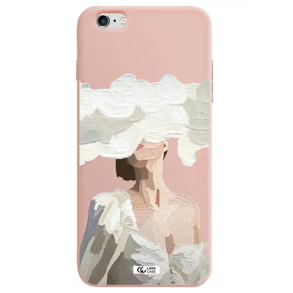 a woman with a cloud covering her face Apple iPhone 6 s plus Silicone pastel pink Case