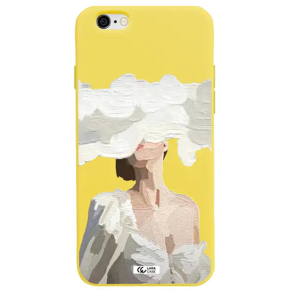 a woman with a cloud covering her face Apple iPhone 6 Silicone canary yellow Case