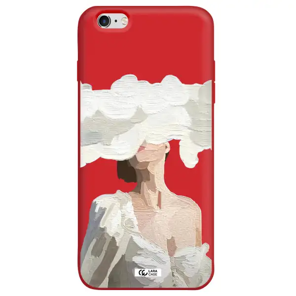 a woman with a cloud covering her face Apple iPhone 6S Silicone Imperial Red Case