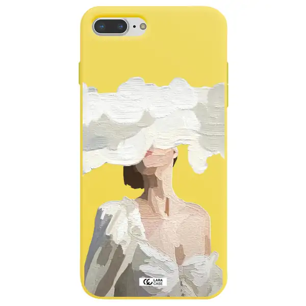 a woman with a cloud covering her face Apple iPhone 7 plus Silicone canary yellow Case