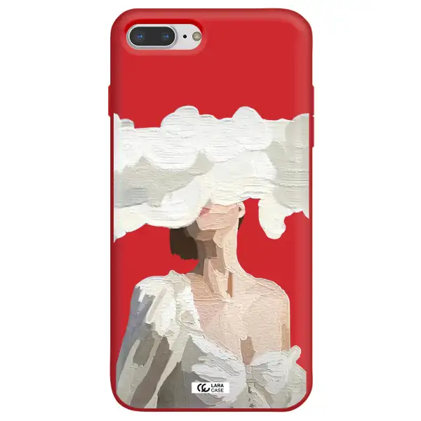 a woman with a cloud covering her face Apple iPhone 7 plus Silicone Imperial Red Case