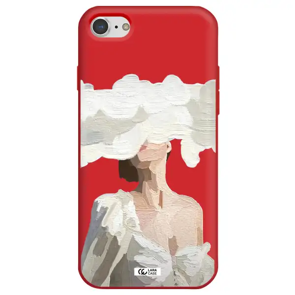 a woman with a cloud covering her face Apple iPhone 7 Silicone Imperial Red Case