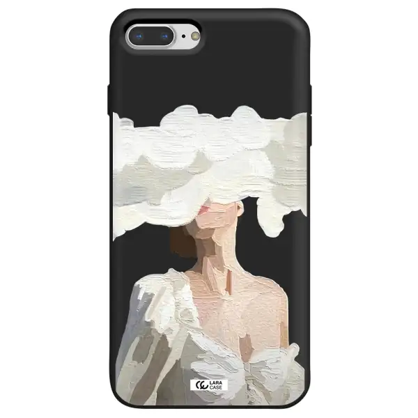 a woman with a cloud covering her face Apple iPhone 8 plus Silicone black Case