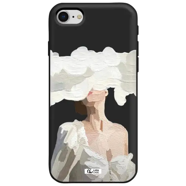 a woman with a cloud covering her face Apple iPhone se 2020 Silicone black Case